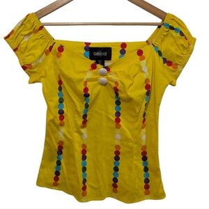 Collectif Dolores Rainbow Polka Stripe Top Size Medium